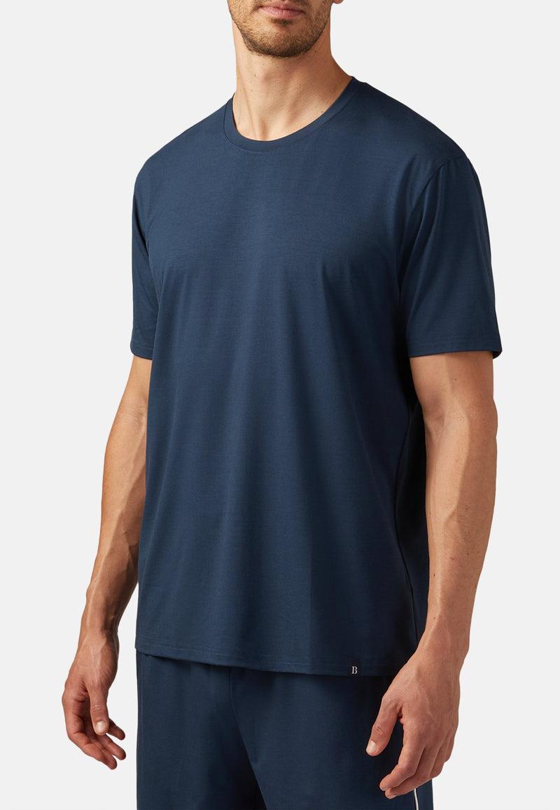 Blue Viscose Blend Pyjama T-Shirt