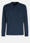 Blue Long-Sleeved Viscose Blend Pyjama T-Shirt