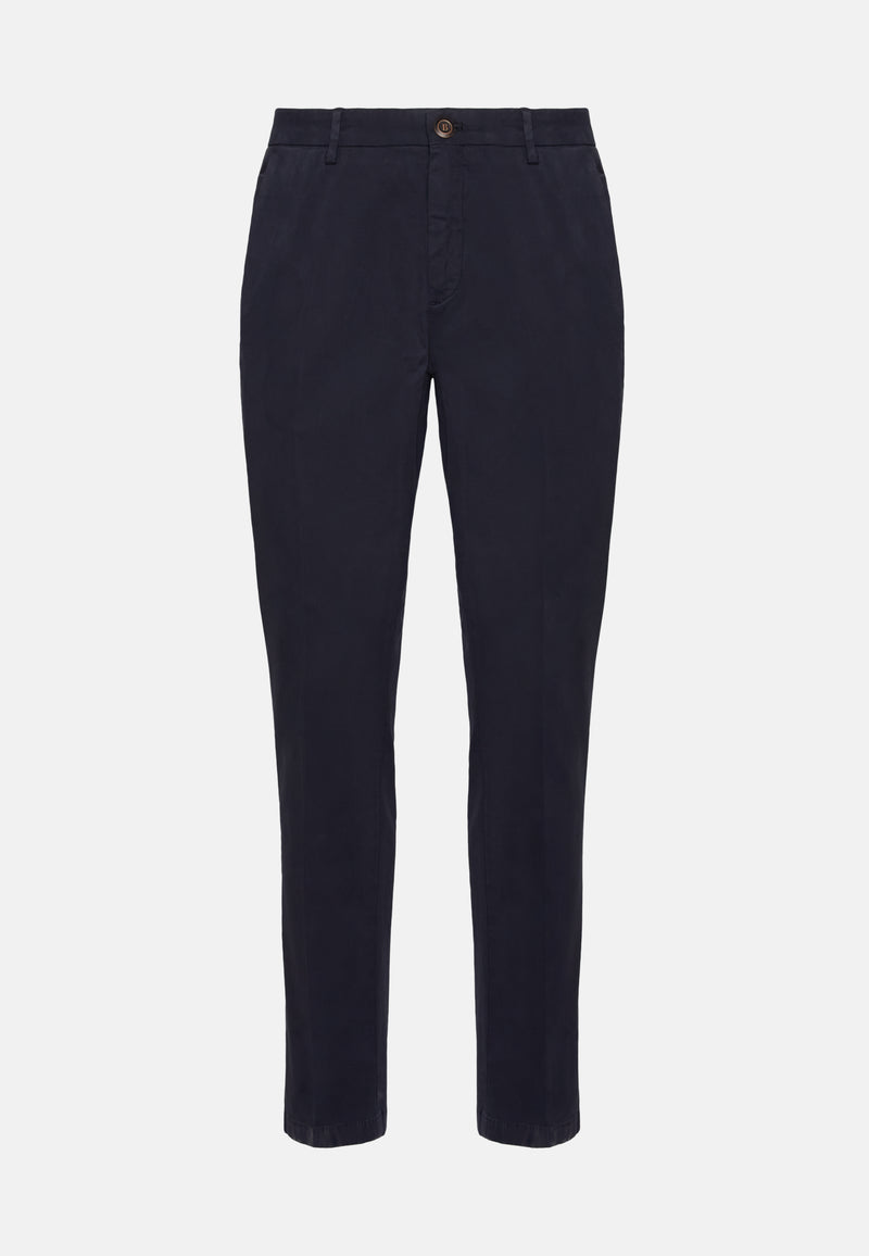 Blue Stretch Cotton Trousers