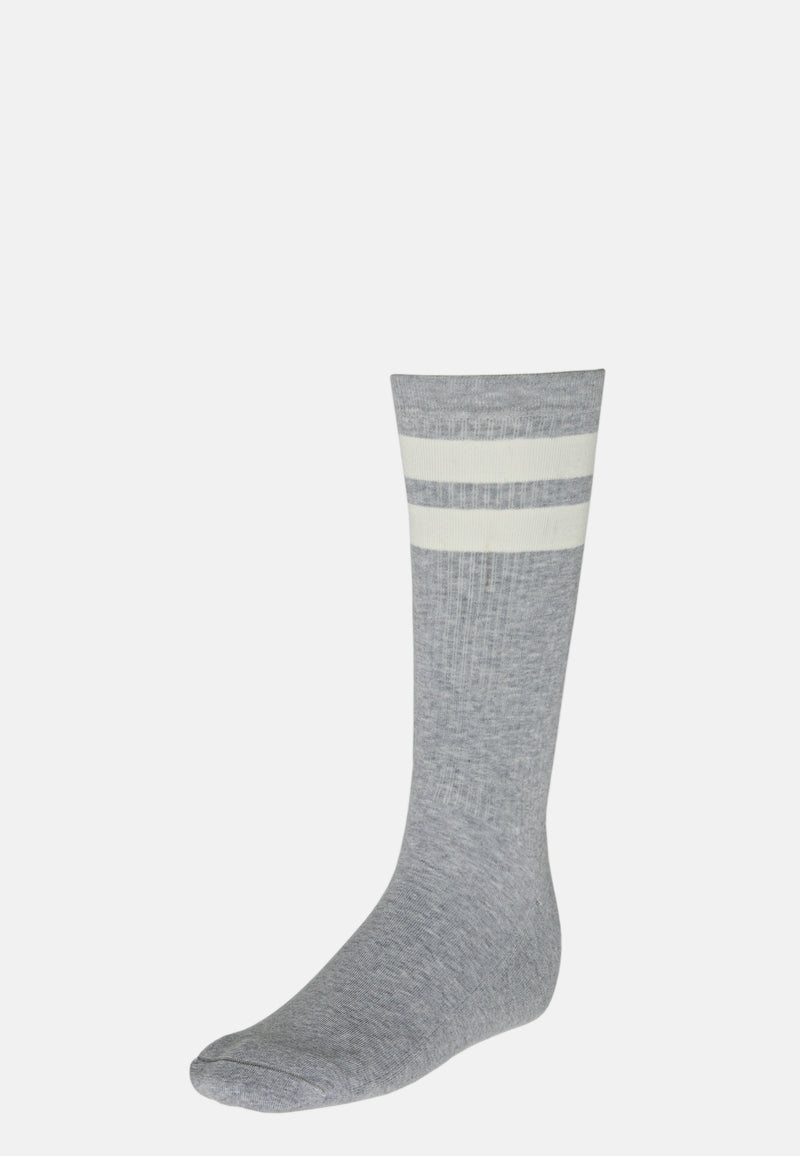 Grey Double Striped Socks In A Cotton Blend