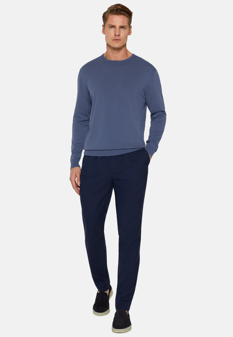Navy Wool City Trousers