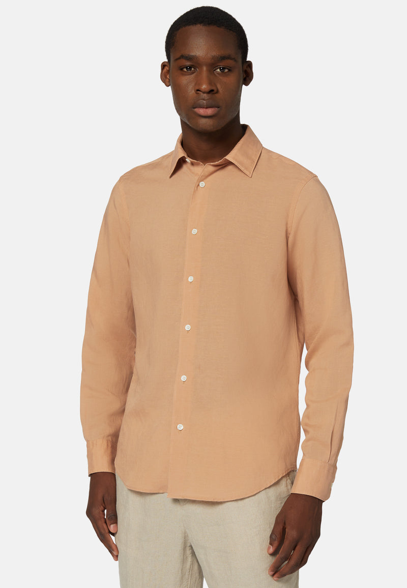 Orange Regular Fit Tencel Linen Shirt