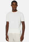 White Cotton Crepe Knit T-Shirt