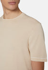Beige Cotton Crepe Knit T-Shirt