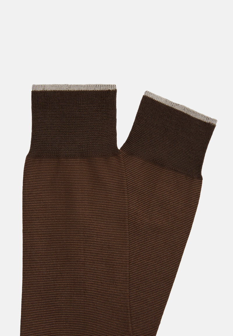 Brown Striped Cotton Socks
