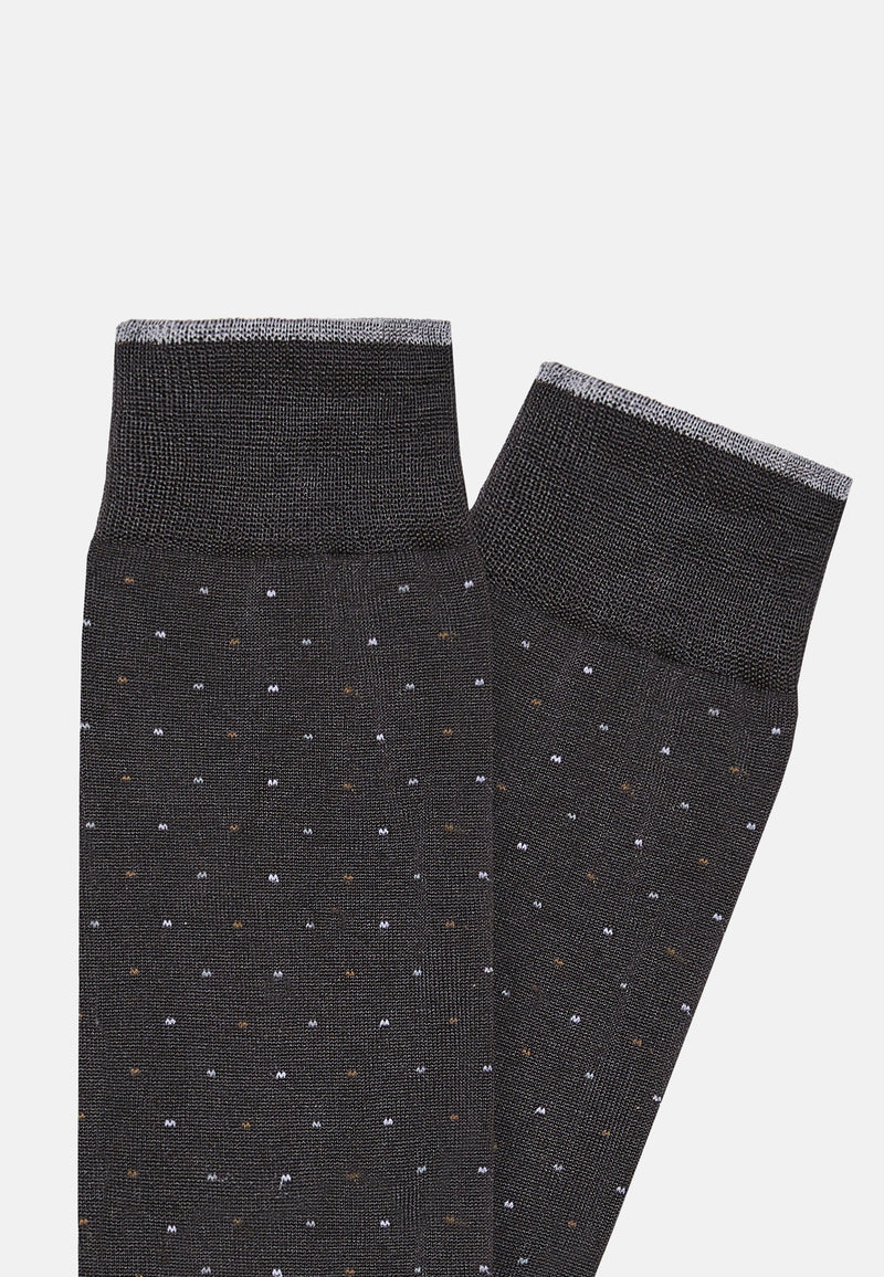 Grey Pinpoint Cotton Socks