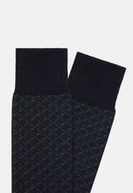 Navy Cotton Blend Jacquard Socks