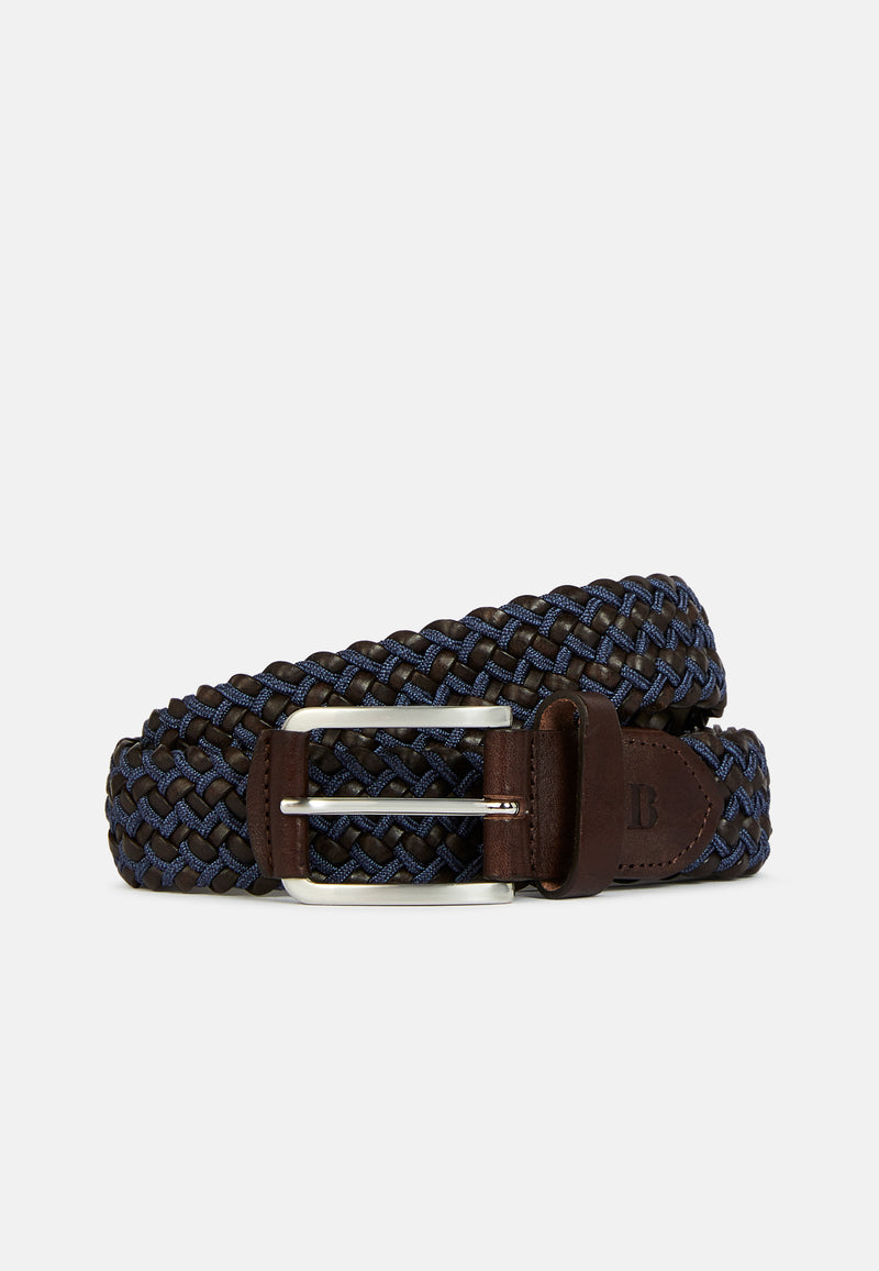 Stretch Leather/Fabric Woven Belt