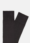 Grey Ribbed Cotton Lisle Socks