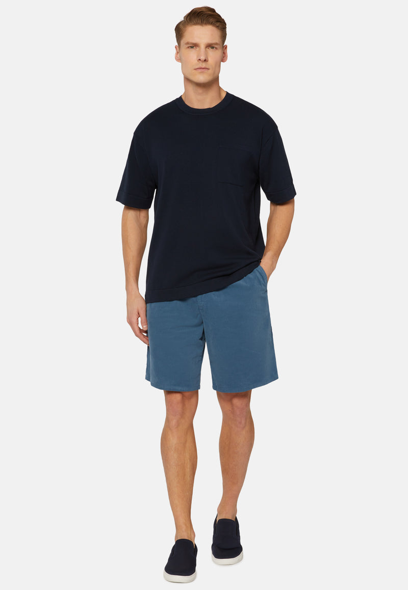 Navy Ultra Light Cotton Bermuda Shorts