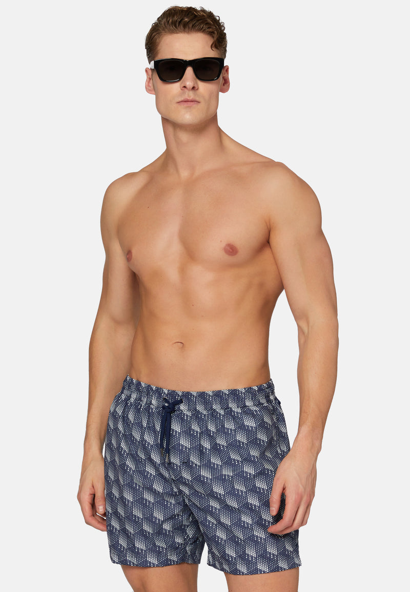 Navy Polka Dot Print Swimsuit
