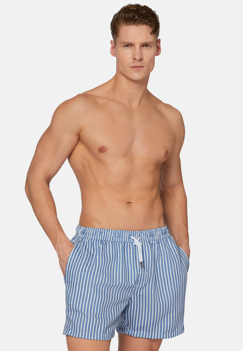 Blue Stripe Print Swimsuit