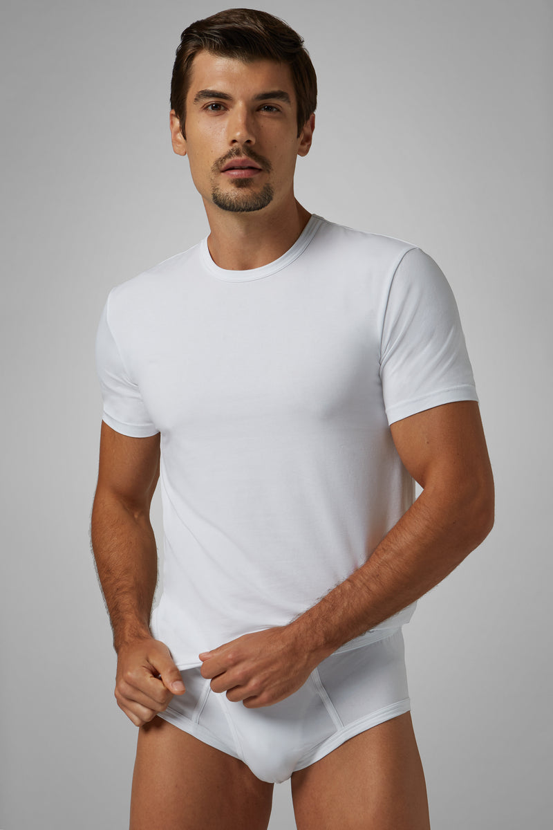 White Stretch Cotton Undershirt