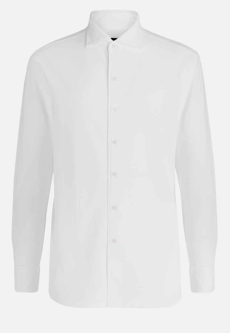 White Cotton Pique Polo Shirt
