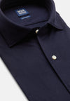 Blue Cotton Pique Polo Shirt