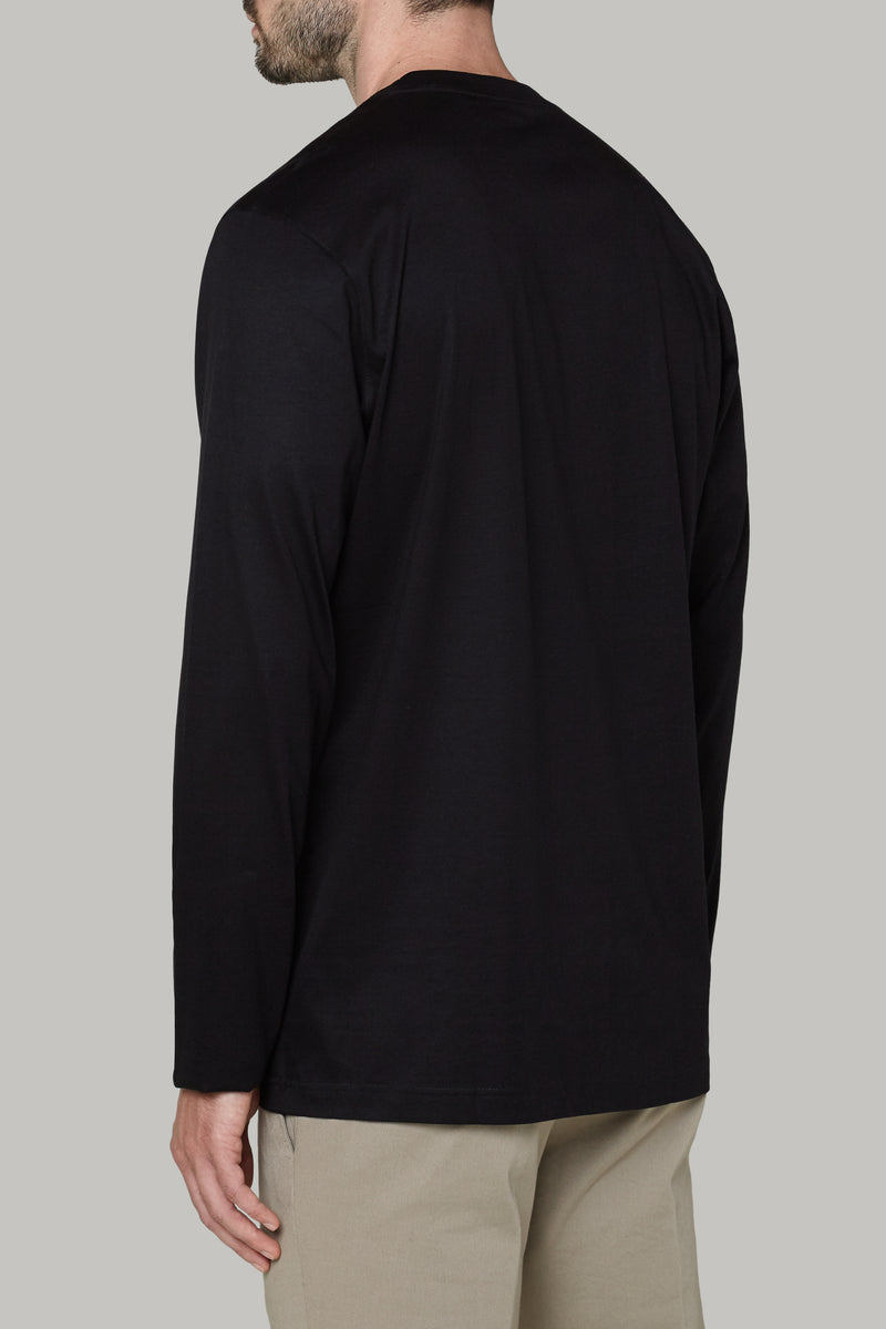 Black Long-Sleeved Pima Cotton Jersey T-Shirt