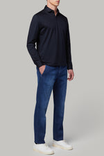 Blue Pima Cotton Jersey Polo Shirt