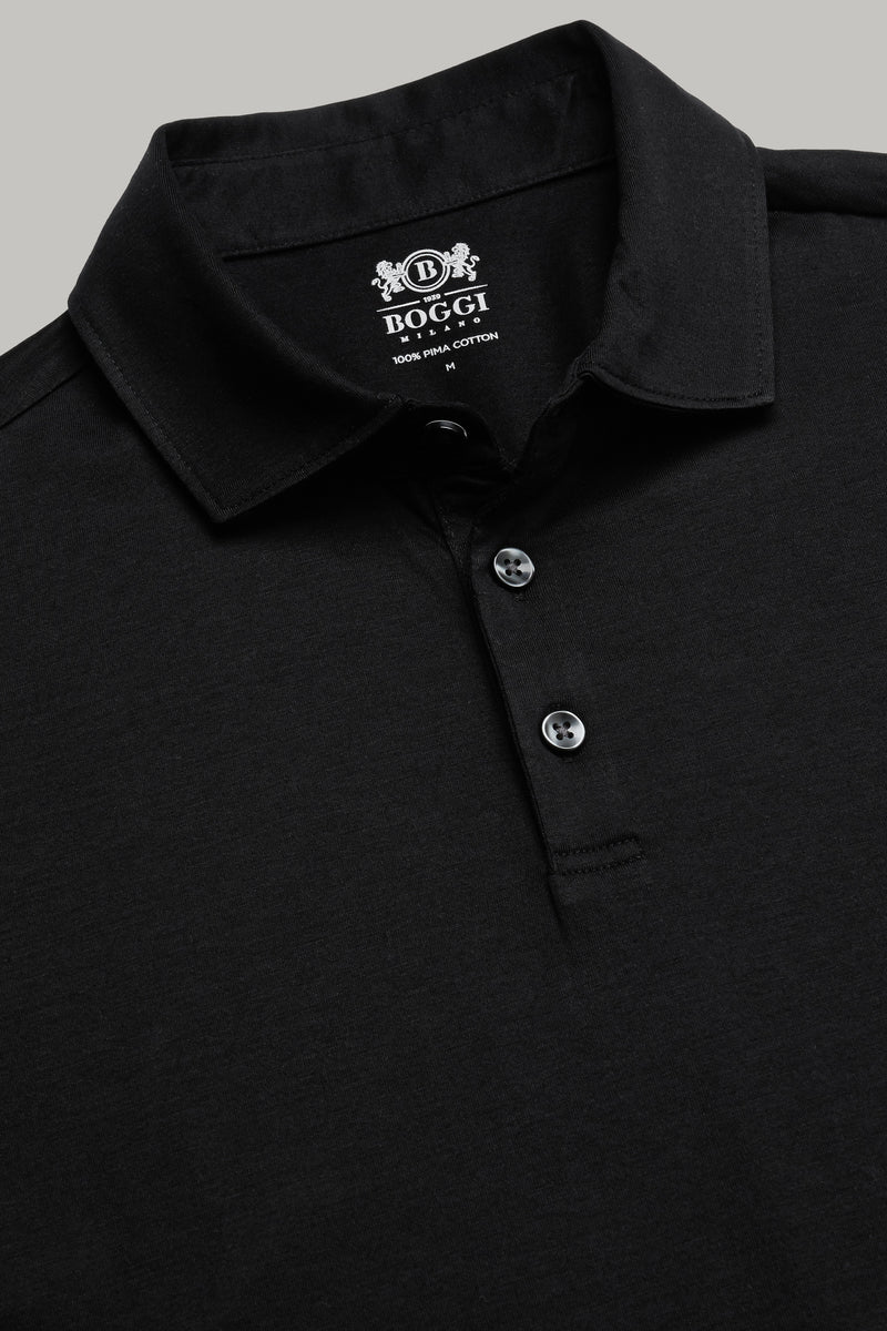 Black Pima Cotton Jersey Polo Shirt