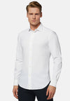 White Stretch Nylon Slim Fit Shirt