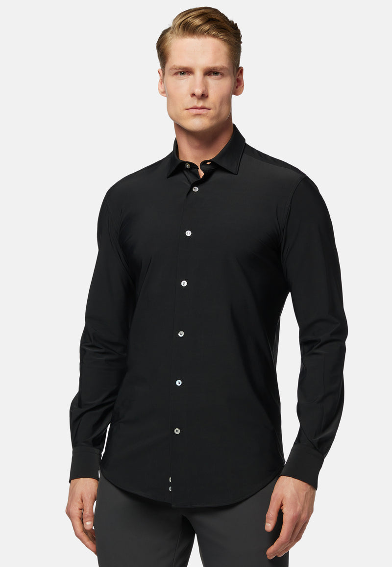 Black Stretch Nylon Slim Fit Shirt