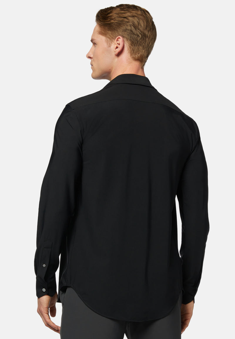 Black Stretch Nylon Slim Fit Shirt