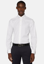 White Stretch Windsor Collar Shirt