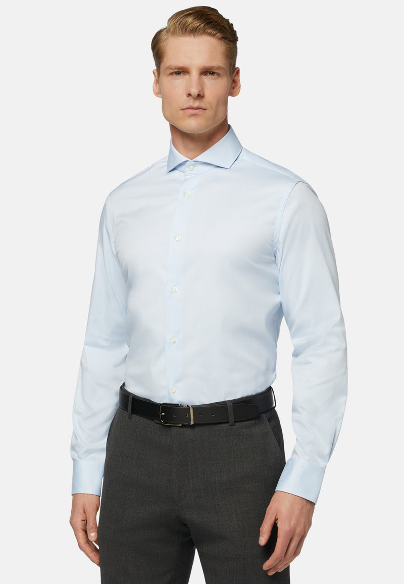 Blue Cotton Slim Fit Shirt