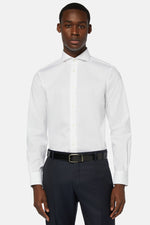 White cotton pin point regular fit shirt
