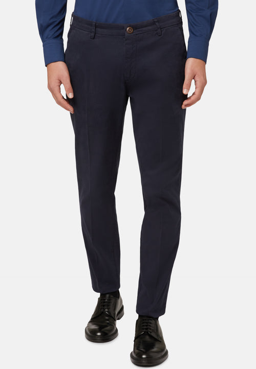 Blue Stretch Cotton Trousers