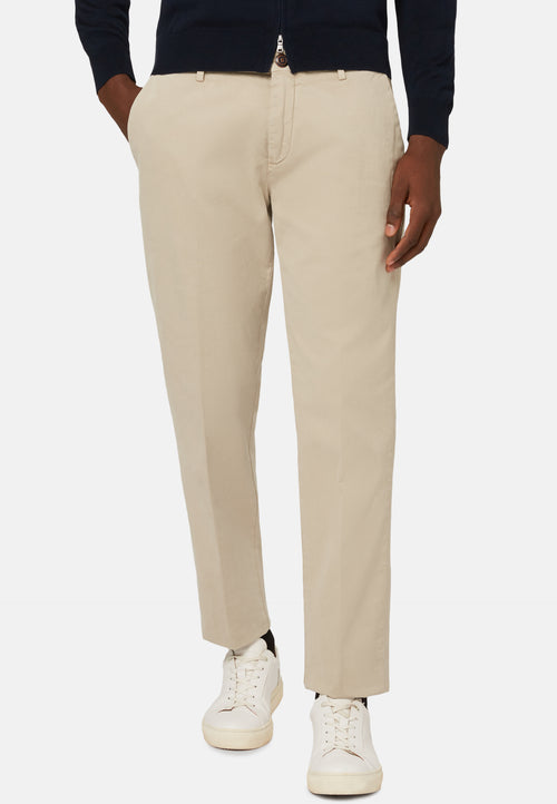 Beige Stretch Cotton Trousers