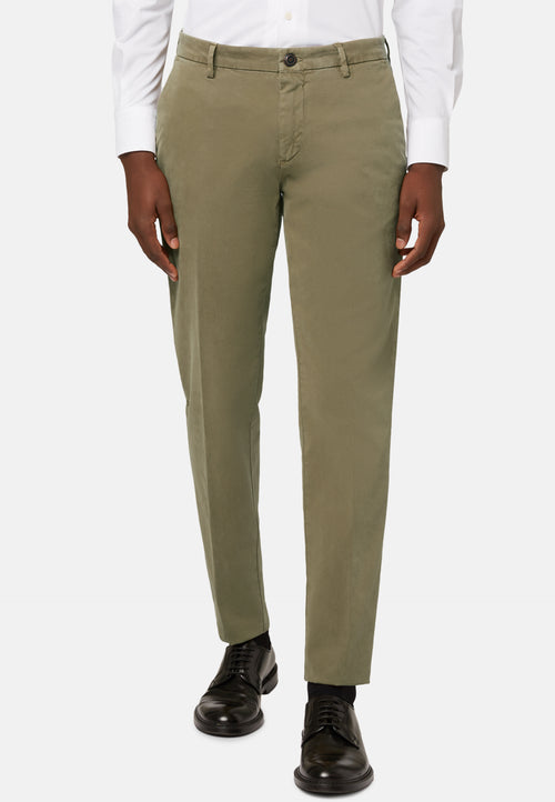 Khaki Stretch Cotton Trousers