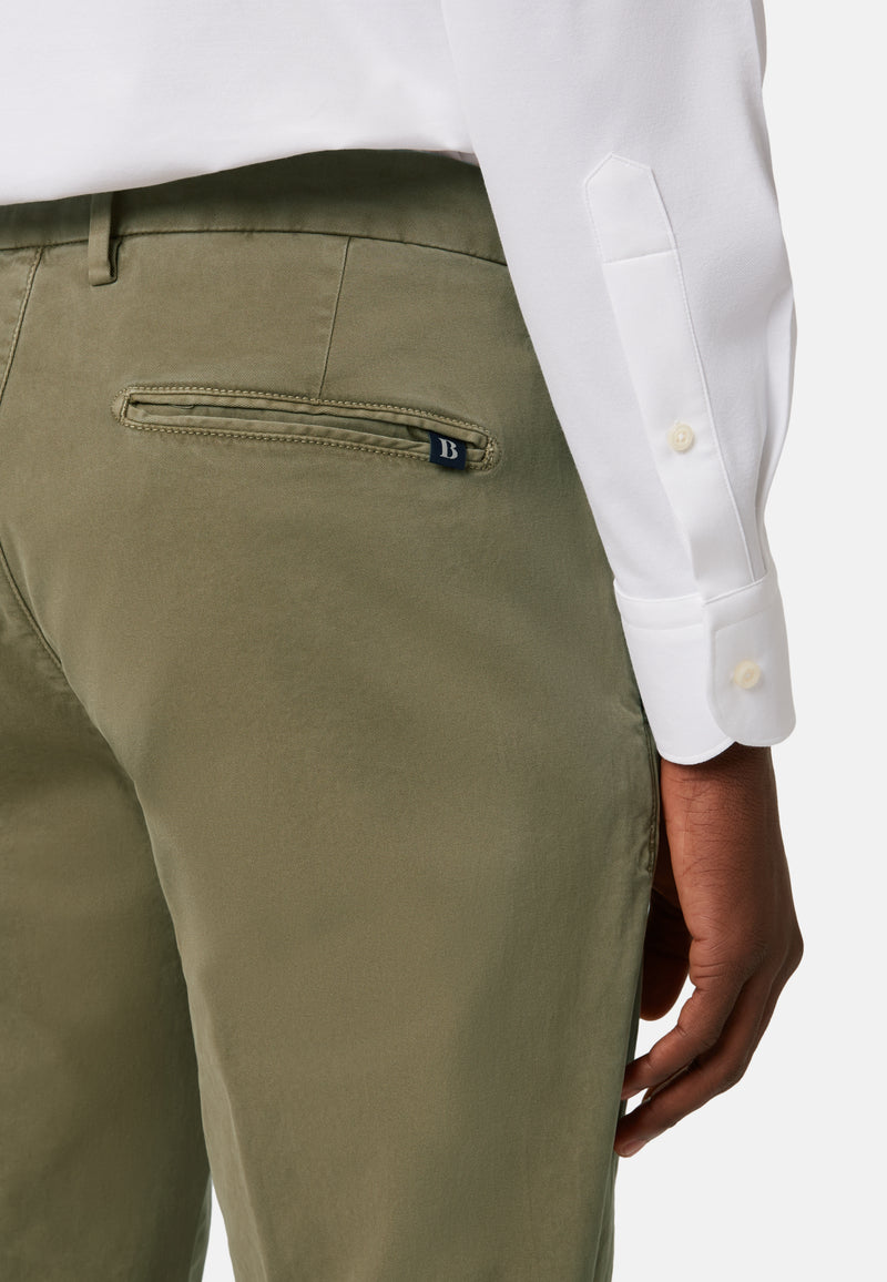 Khaki Stretch Cotton Trousers