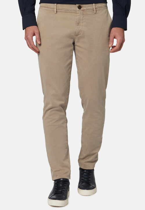 Beige Stretch Cotton Trousers