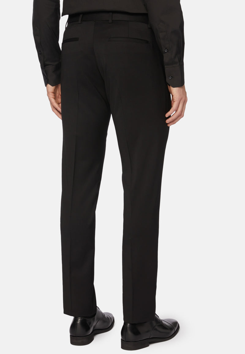 Black Trousers In Stretch Knitted Wool