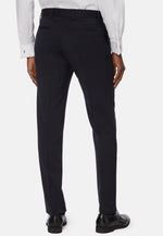 Navy Trousers In Stretch Knitted Wool