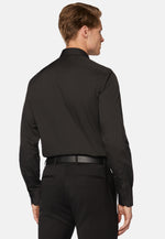 Black Slim Shirt In Stretch Cotton