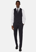 Navy Stretch Wool Twill Waistcoat