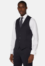 Navy Stretch Wool Twill Waistcoat