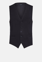 Navy Stretch Wool Twill Waistcoat