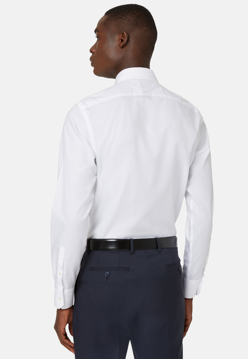 White Slim Cotton Twill Shirt