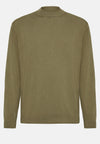 Military Green Mock Turtleneck Jumper in Silk and Cotton