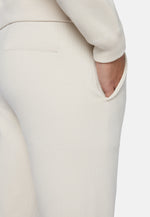 Cream Trousers in Technical Cotton Jersey Fleece