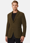 Military Green Textured Wool Jersey Jacket