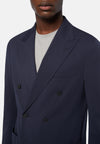 Navy Blue Double-Breasted Jacket in B Tech Nylon