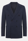 Navy Blue Double-Breasted Jacket in B Tech Nylon