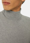 Grey Merino Wool Polo Neck Jumper