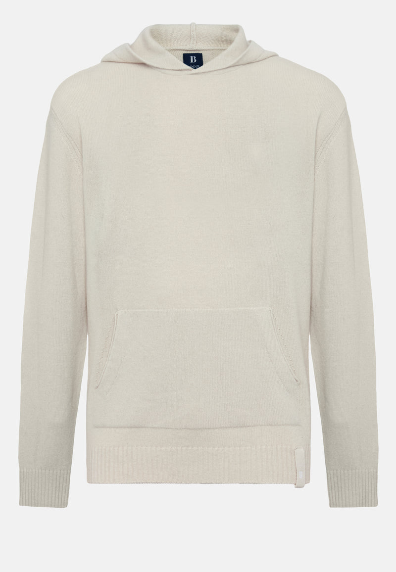 White Hooded Jumper in a Cashmere Blend