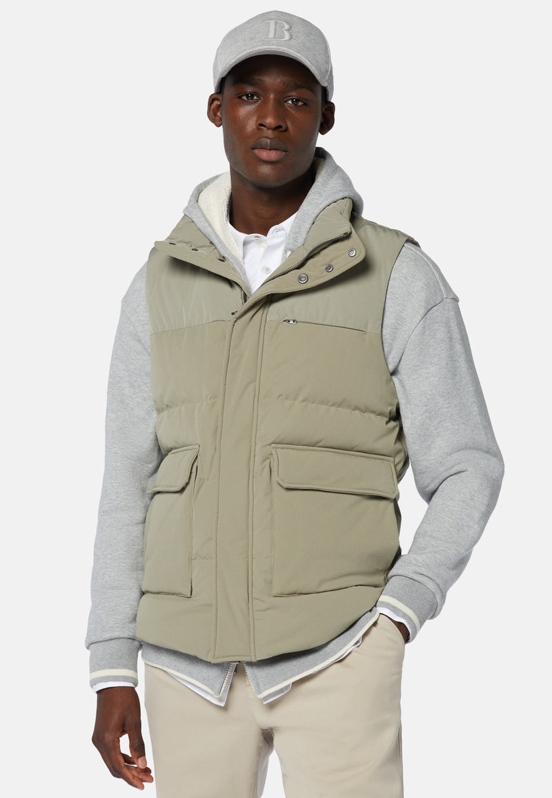 Down-Filled Nylon Waistcoat With Hood