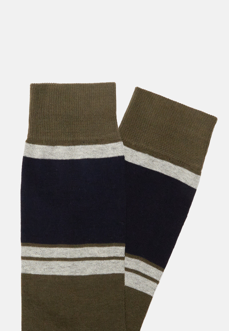 Colour-Blocking Pattern Socks in a Cotton Blend