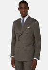 Dove Grey Double Breasted Herringbone Suit In Wool